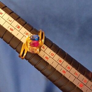 Genuine Topaz, Spinel and Tanzanite 3 stone Ring Stunning US 6.75 7 size